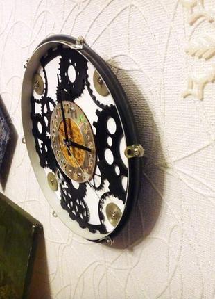 Незвичайний настінний декоративний годинник , виконаний в єдиному екземплярі в стилі  стiмпанк6 фото