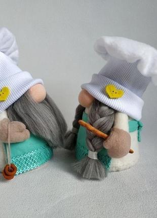 Скандинавські гноми .гноми в подарунок. парочка гномів-кухарів.3 фото
