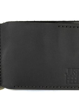 Зажим кожаный "moneyclip" black just feel3 фото