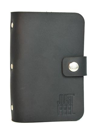 Визитница кожаная "cardcase v" black just feel4 фото