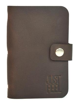 Визитница кожаная "cardcase v" brown just feel4 фото