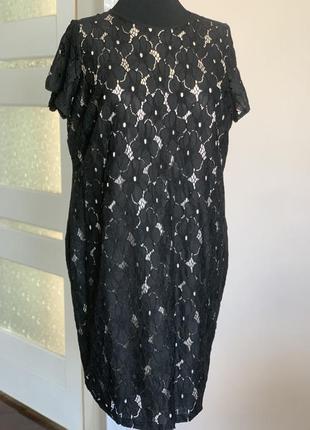 Черное кружевное платье на подкладке1 фото