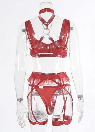 Шикарный красный комплект женского нижнего белья (l)6 фото