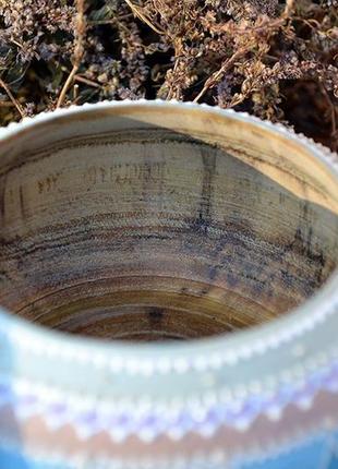Дерев'яна кругла шкатулка для прикрас "блакиті чари "2 фото
