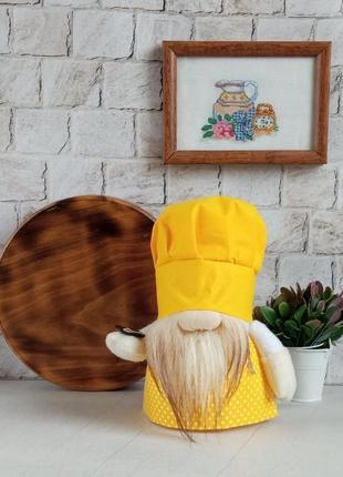 Скандинавський гном кухар. текстильний гном.інтер'єрний гном.подарунок мамі,бабусі.2 фото