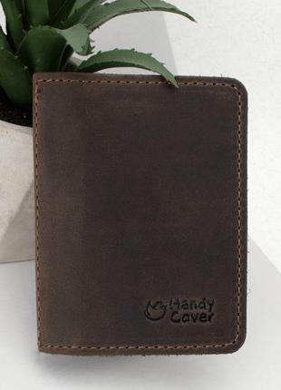 Чоловічий подарунковий набір в коробці handycover №43 коричневий (ключниця, обкладинка id паспорт)7 фото