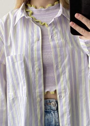 Рубашка в полоску h&amp;m в нежных пастельных цветах6 фото