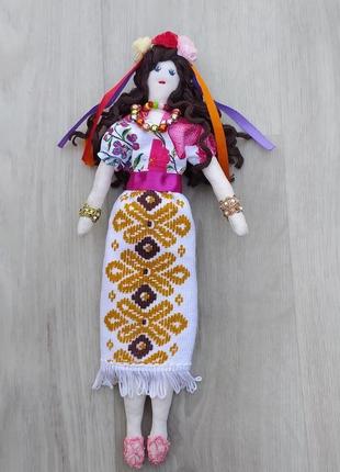 Лялька "гуцулка" в стилі тільда, текстільна, інтерьерна1 фото