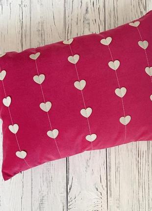 Подушка "сердечки" розовая1 фото