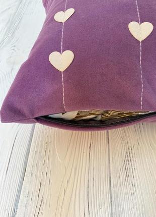 Подушка "серденька" фіолетова4 фото