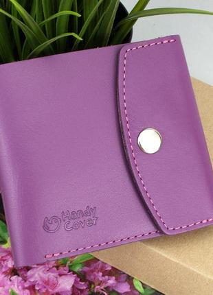 Жіночий шкіряний гаманець маленький на кнопці handycover hc0062 фуксія1 фото