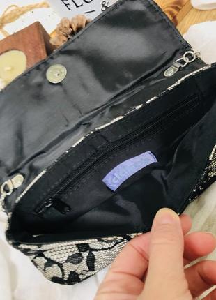 Клатч винтажный сумочка claire’s кружево атлас на цепочке6 фото