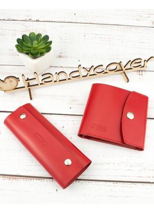 Жіночий подарунковий набір handycover №48 червоний (гаманець і ключниця)3 фото