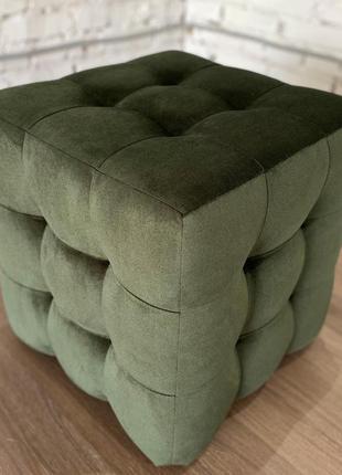 Пуф квадратный куб 45х45 см зеленый хаки misoni 18