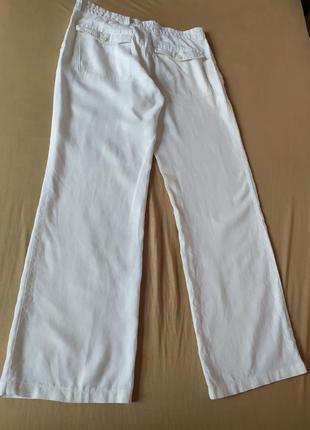 Белые льняные брюки5 фото