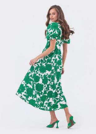 Разные цвета! романтичное летнее платье из хлопка миди ниже колен длинное с короткими рукавами зеленоватое розовое белое6 фото