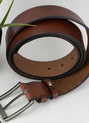 Ремень унисекс кожаный коричневый sf-3562 (135 см) brown5 фото