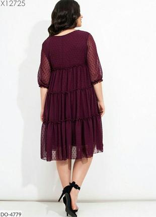 Сукня жіноча бордова коротка у горошок2 фото