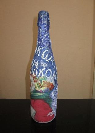 Декоративная бутылка новогодняя, декупаж2 фото