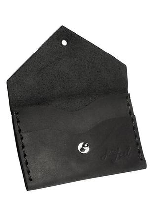 Картхолдер кожаный "конверт" black3 фото