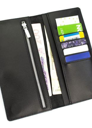 Чоловічий шкіряний гаманець великий на магнітах handycover hc0079 чорний5 фото