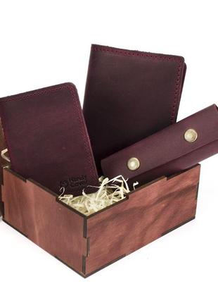 Подарунковий жіночий набір в коробці handycover №46 бордовий2 фото