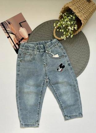 Стильні джинси мом з принтом мікі маус2 фото