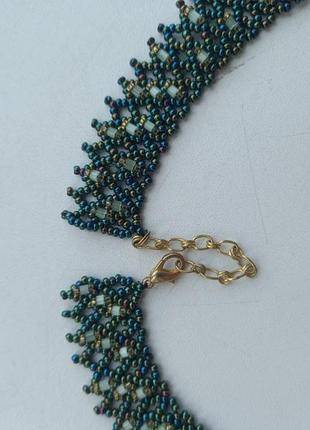 Винтажное ожерелье, бисер, натуральный агат6 фото