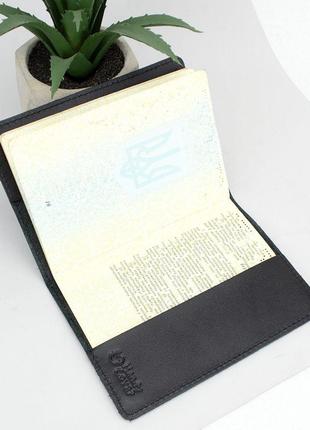 Обкладинка на паспорт шкіряна чоловіча hc-05 (чорна)2 фото