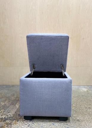 Квадратний пуф зі скринькою для зберігання lucky 11 47х47 см серый2 фото