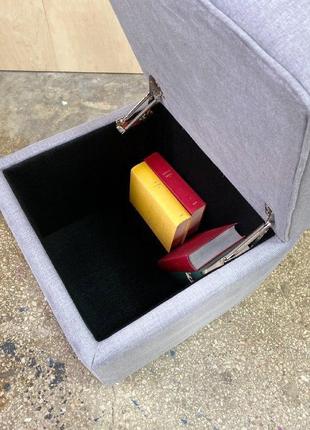 Квадратний пуф зі скринькою для зберігання lucky 11 47х47 см серый8 фото