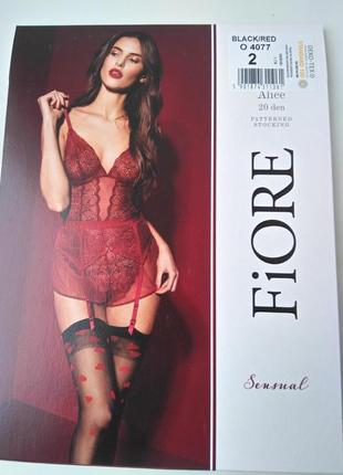 Фірмові панчохи під пояс з сердечками fiore аlice - 20 ден