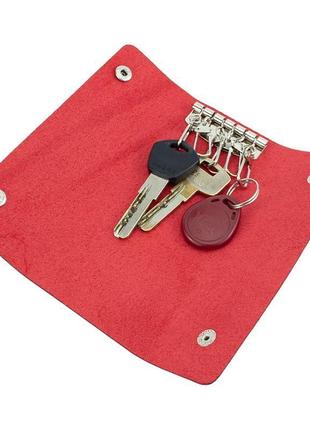 Подарочный женский набор handycover №51: кошелек + ключница (красный)6 фото
