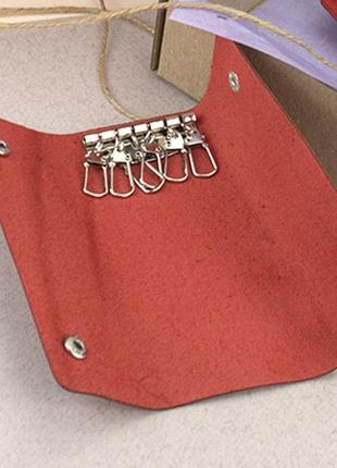 Подарочный женский набор handycover №51: кошелек + ключница (красный)3 фото