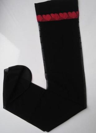 Фирменные чулки под пояс с сердечками и горошками fiore lovely – 20 ден