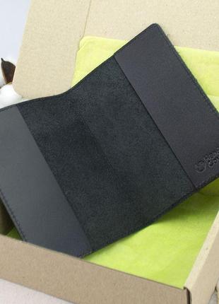 Подарунковий чоловічий набір №56: обкладинка на паспорт + портмоне hc0042 (чорний)7 фото