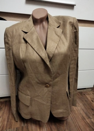 Пиджак жакет оригинал цвет кемел, льняной dkny