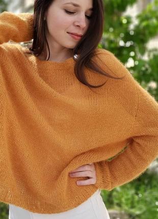 Ангоровый свитерок в стильном дизайне. цвет облепиха4 фото