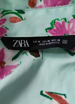 Zara сатиновая рубашка в стиле оверсайз цветочный принт /9767/8 фото