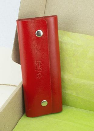 Подарунковий жіночий набір №61: обкладинка документи + ключниця + портмоне (червоний)5 фото