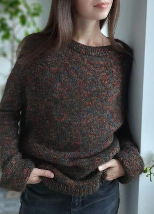 Тёплый меланжевый свитер в цвете осенний лес2 фото