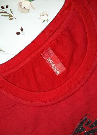 🌿1+1=3 яркая красная качественная женская футболка, размер 42 - 445 фото