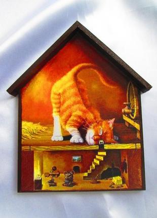 Вішалка, ключниця -будиночок "кішки-мишки" в дитячу, вітальню