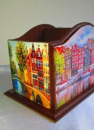 Настольная карандашница "амстердам", органайзер, короб, подставка для ручек1 фото