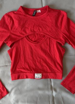 Червоний топ з рукавами h&m
