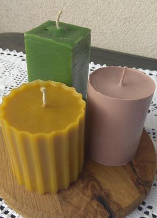 Свічки з натурального фарбованого воску з ароматом "ванілі", "глінтвейну", "ладану".3 фото
