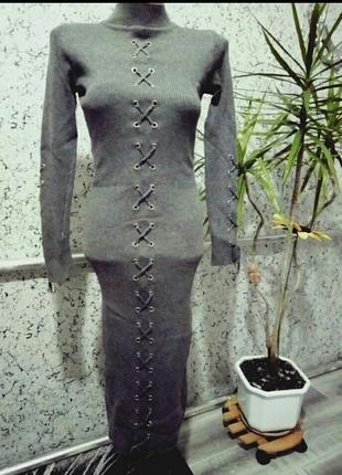 Вязаное платье люкс качество миди макси.4 фото