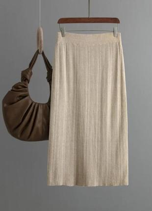 Сатиновая плисерированная юбка миди батал1 фото