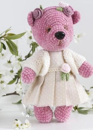 Дівчинка ведмедик рожева в сукні1 фото