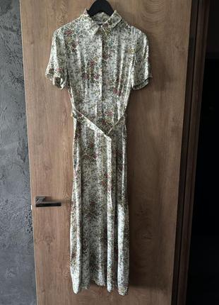 Zara платье в цветочный принт, платье миди, сарафан5 фото